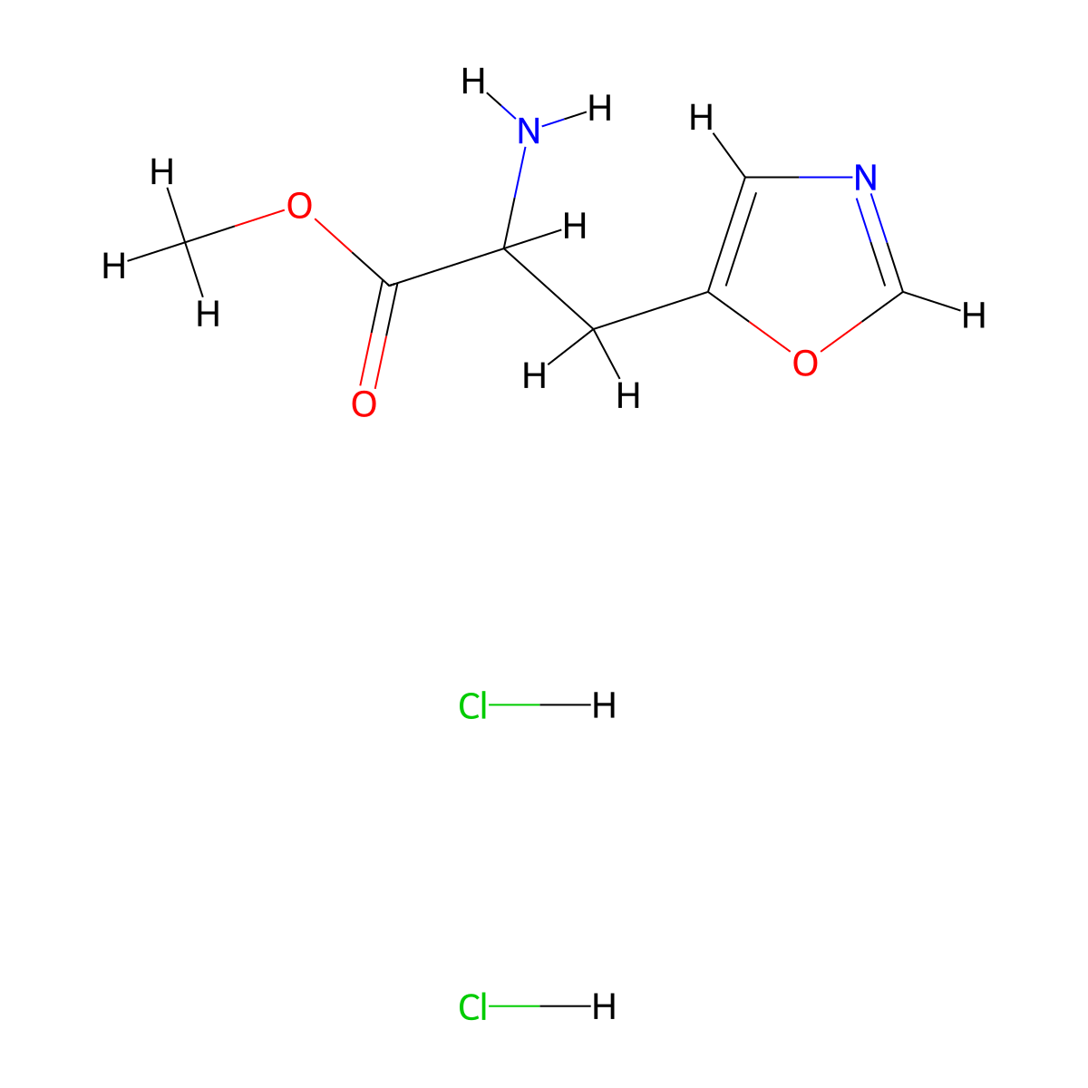 Methyl 2-amino-3-(1,3-oxazol-5-yl)propanoate dihydrochloride molecular structure, CAS 2901065-17-4
