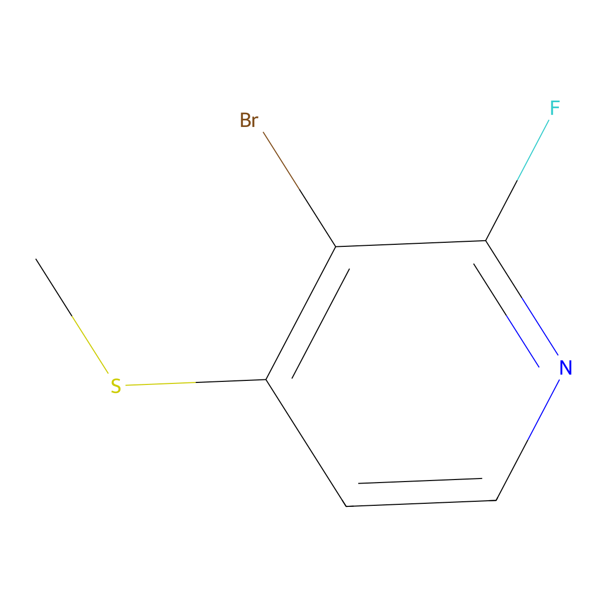 3-Bromo-2-fluoro-4-(methylthio)pyridine molecular structure, CAS 2901065-20-9