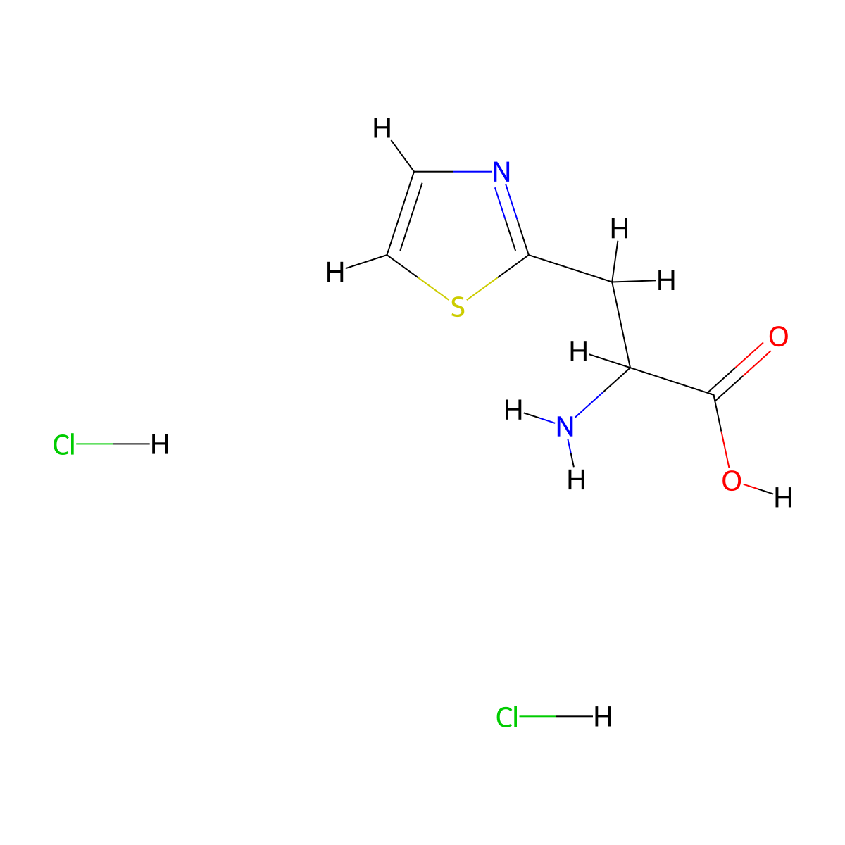 2-Amino-3-(1,3-thiazol-2-yl)propanoic acid dihydrochloride molecular structure, CAS 2901065-21-0
