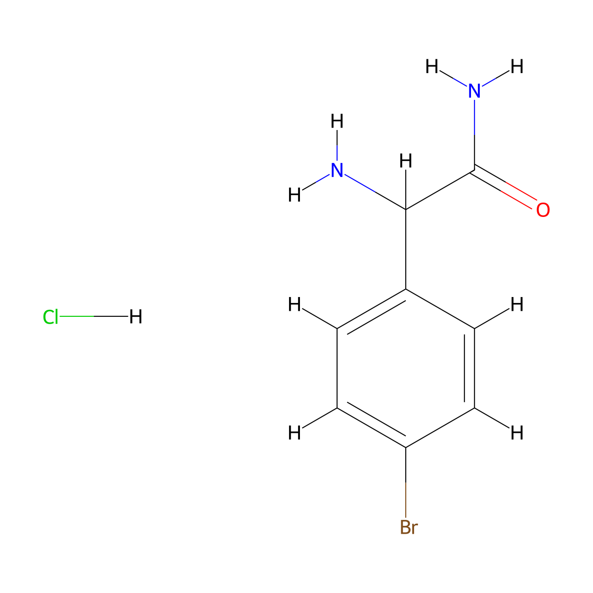 2-Amino-2-(4-bromophenyl)acetamide hydrochloride molecular structure, CAS 2901065-28-7