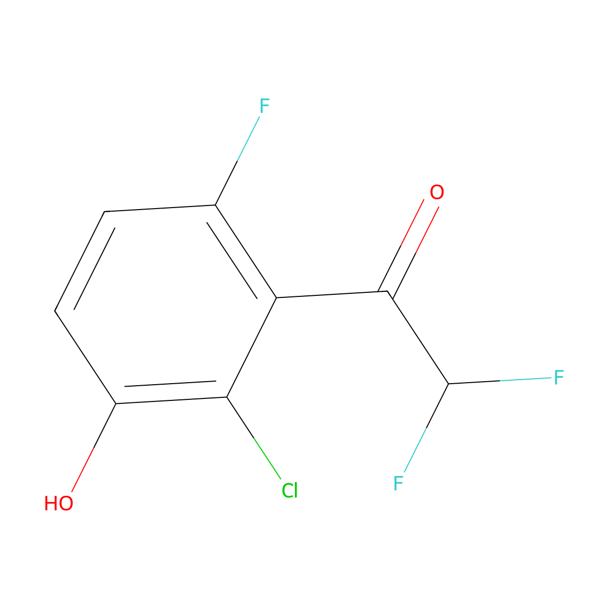 1-(2-Chloro-6-fluoro-3-hydroxyphenyl)-2,2-difluoroethanone molecular structure, CAS 2901065-38-9