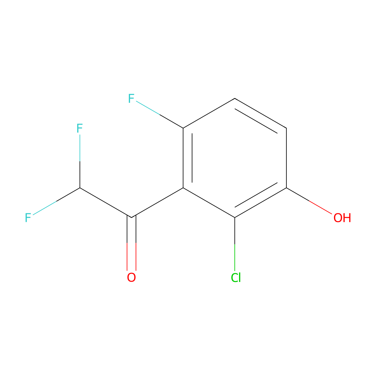 1-(2-Chloro-6-fluoro-3-hydroxyphenyl)-2,2-difluoroethanone molecular structure, CAS 2901065-38-9