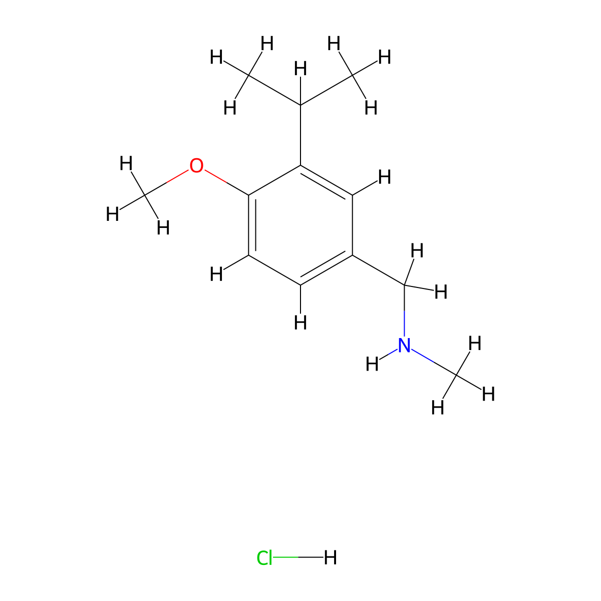 {[4-Methoxy-3-(propan-2-yl)phenyl]methyl}(methyl)amine hydrochloride molecular structure, CAS 2901065-43-6