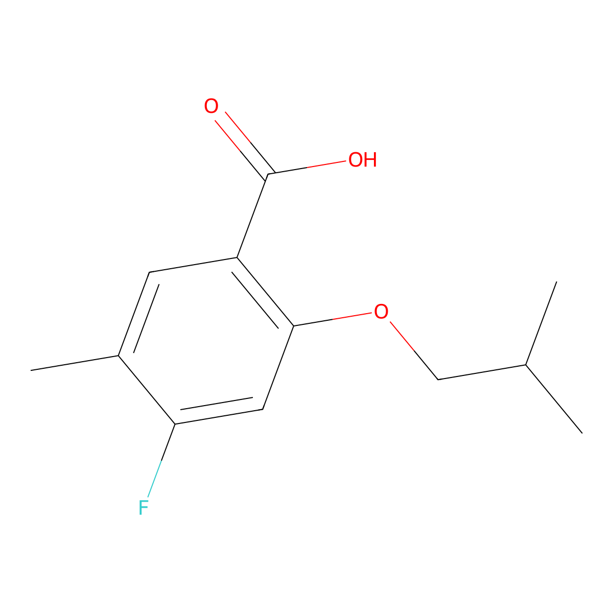 4-Fluoro-2-isobutoxy-5-methylbenZoic acid molecular structure, CAS 2901065-44-7