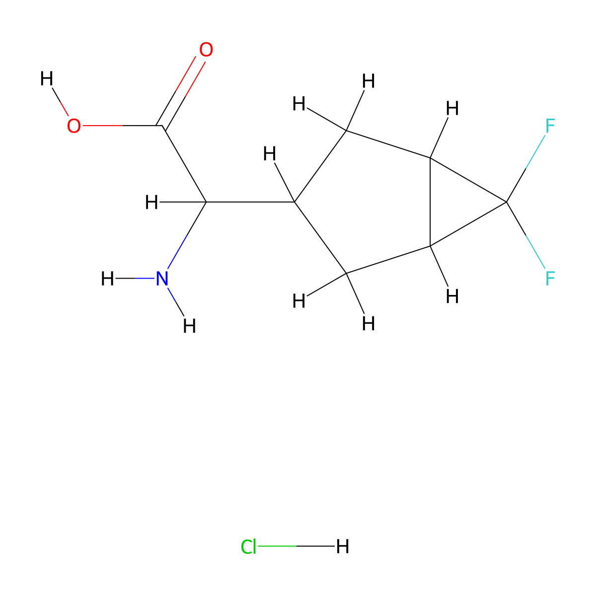 2-Amino-2-{6,6-difluorobicyclo[3.1.0]hexan-3-yl}acetic acid hydrochloride molecular structure, CAS 2901065-46-9