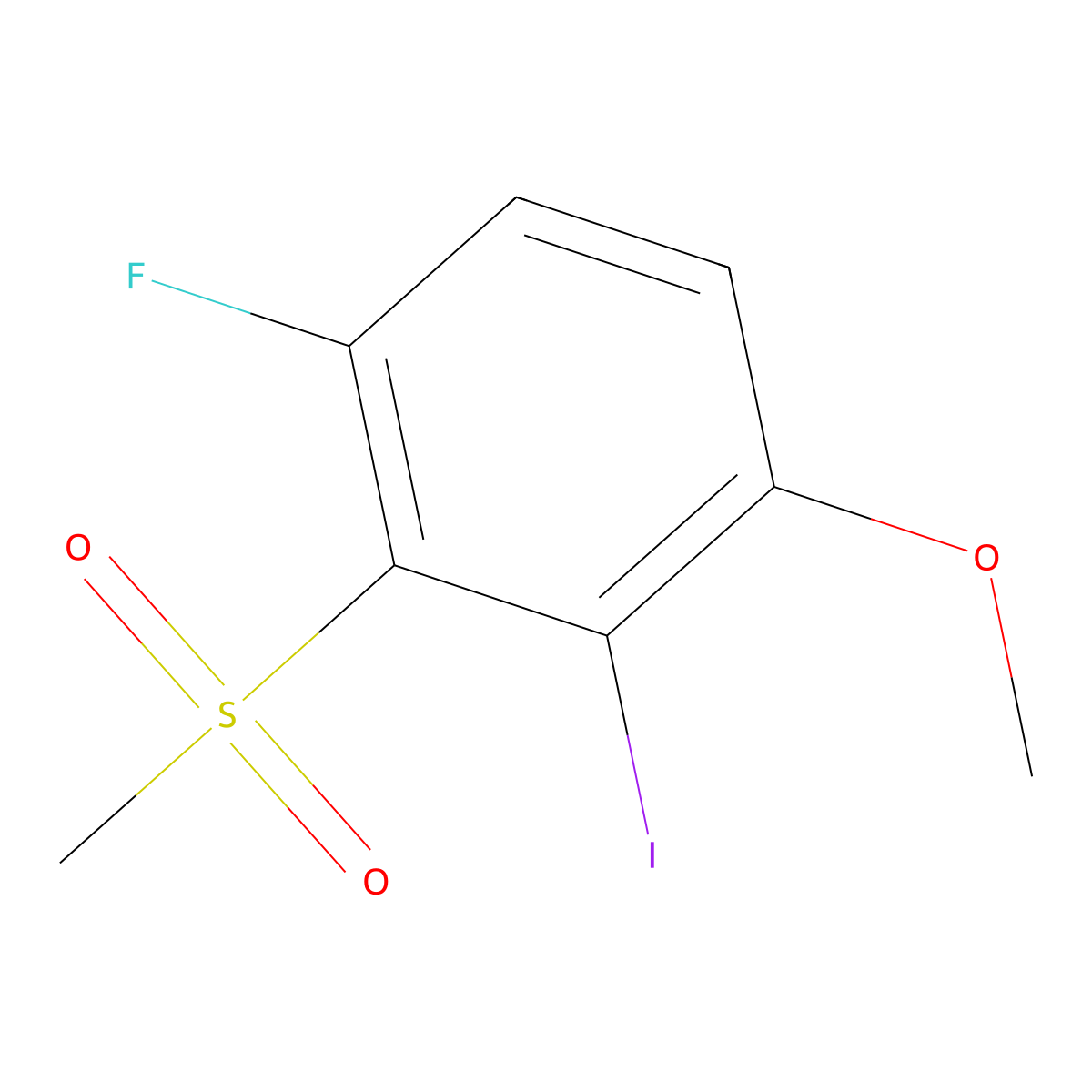 1-Fluoro-3-iodo-4-methoxy-2-(methylsulfonyl)benzene molecular structure, CAS 2901065-49-2