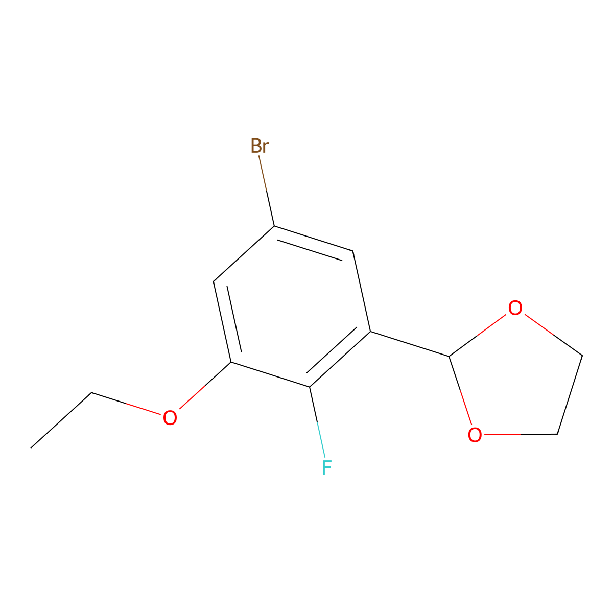 2-(5-Bromo-3-ethoxy-2-fluorophenyl)-1,3-dioxolane molecular structure, CAS 2901065-54-9