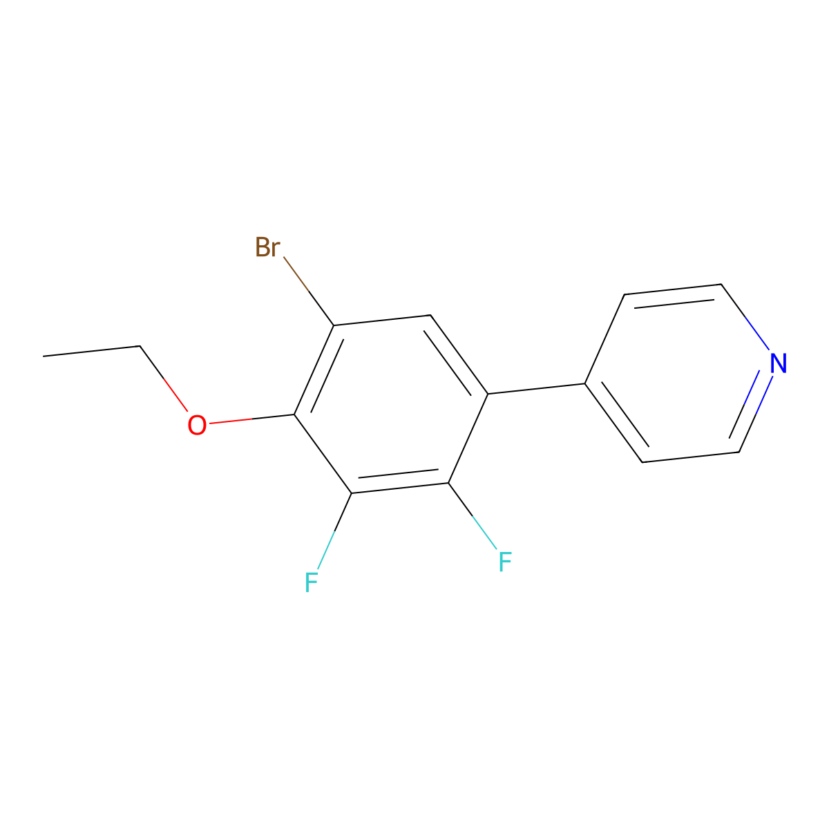 4-(5-Bromo-4-ethoxy-2,3-difluorophenyl)pyridine molecular structure, CAS 2901065-66-3