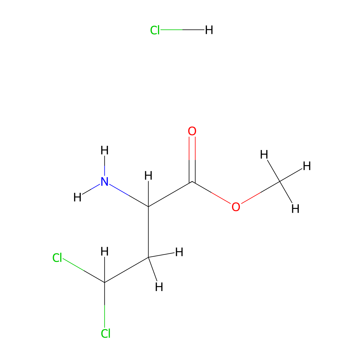 Methyl 2-amino-4,4-dichlorobutanoate hydrochloride molecular structure, CAS 2901065-68-5