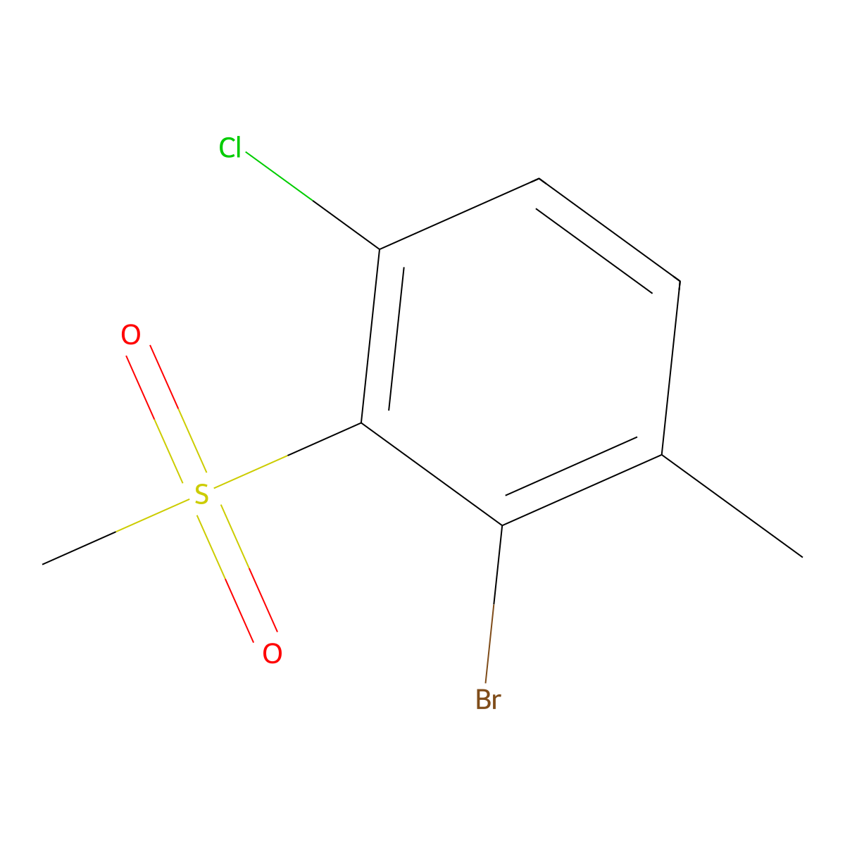 2-Bromo-4-chloro-1-methyl-3-(methylsulfonyl)benzene molecular structure, CAS 2901065-73-2