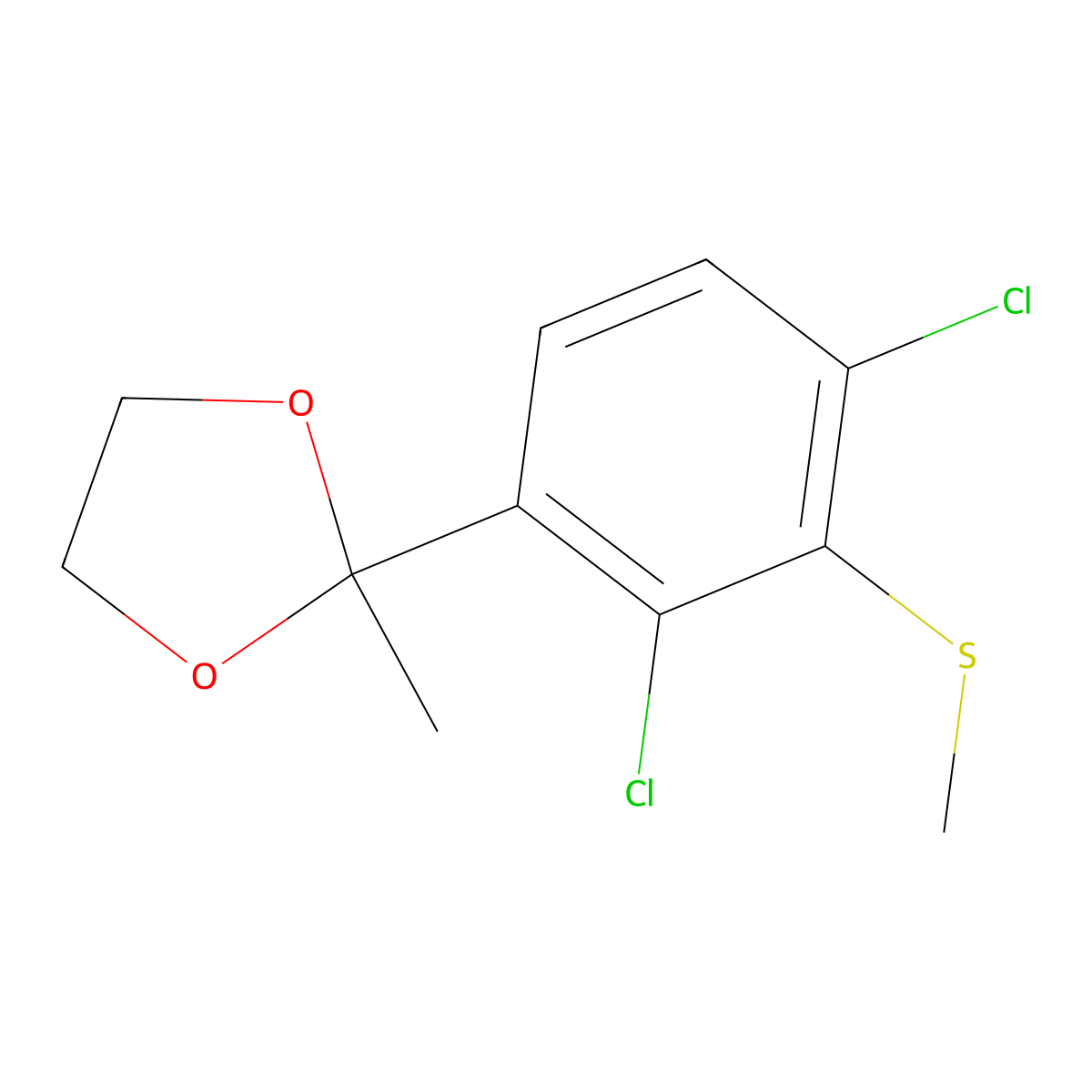 2-(2,4-Dichloro-3-(methylthio)phenyl)-2-methyl-1,3-dioxolane molecular structure, CAS 2901065-77-6