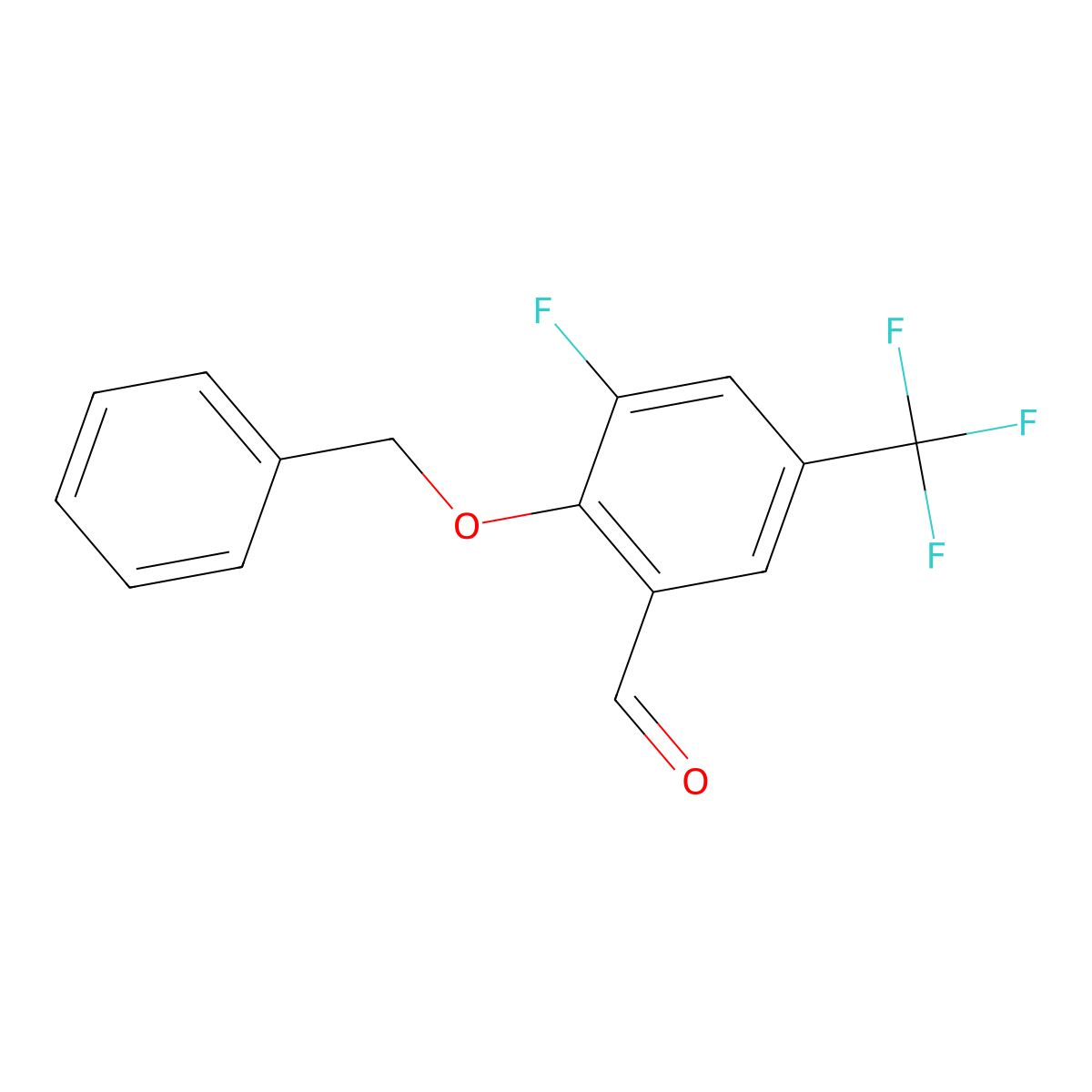 2-(Benzyloxy)-3-fluoro-5-(trifluoromethyl)benzaldehyde molecular structure, CAS 2901065-85-6
