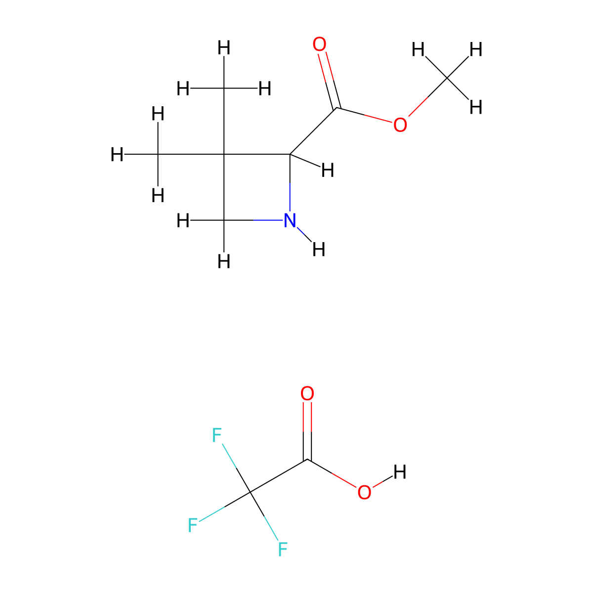 Methyl 3,3-dimethylazetidine-2-carboxylate, trifluoroacetic acid molecular structure, CAS 2901065-99-2