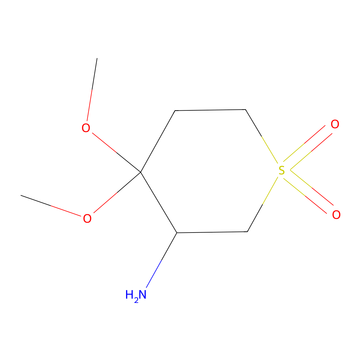 3-Amino-4,4-dimethoxy-1lambda6-thiane-1,1-dione molecular structure, CAS 2901066-06-4