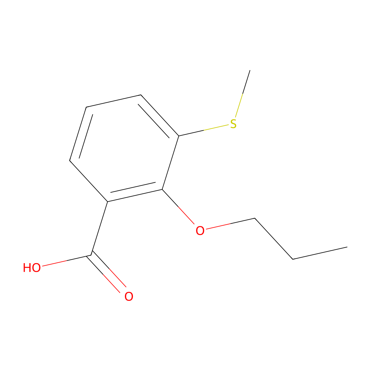 3-(Methylthio)-2-propoxybenzoic acid molecular structure, CAS 2901066-12-2