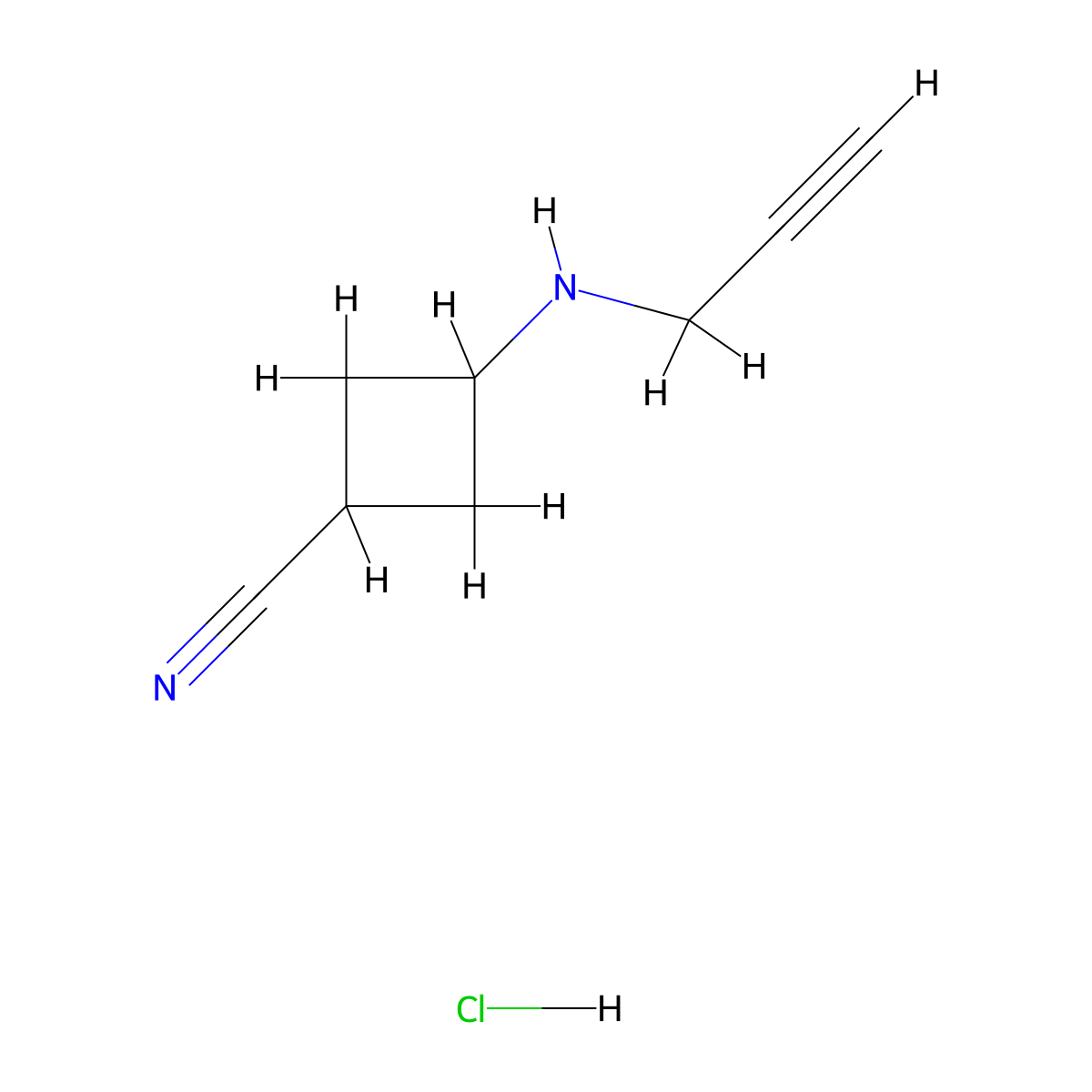 3-[(Prop-2-yn-1-yl)amino]cyclobutane-1-carbonitrile hydrochloride molecular structure, CAS 2901066-14-4
