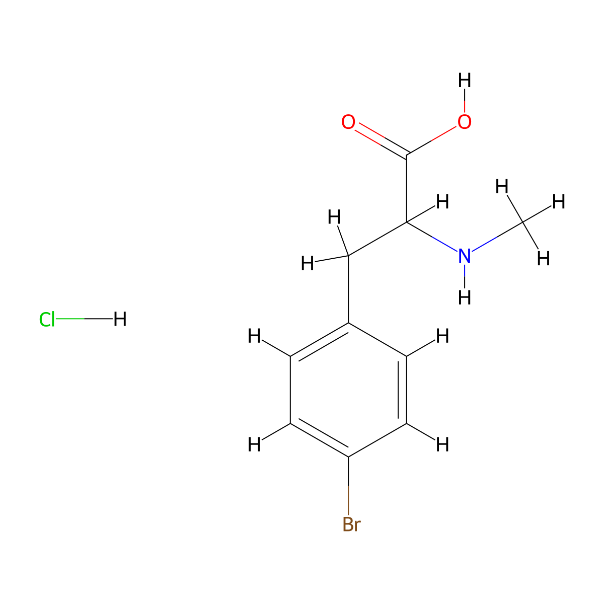 3-(4-Bromophenyl)-2-(methylamino)propanoic acid hydrochloride molecular structure, CAS 2901066-20-2