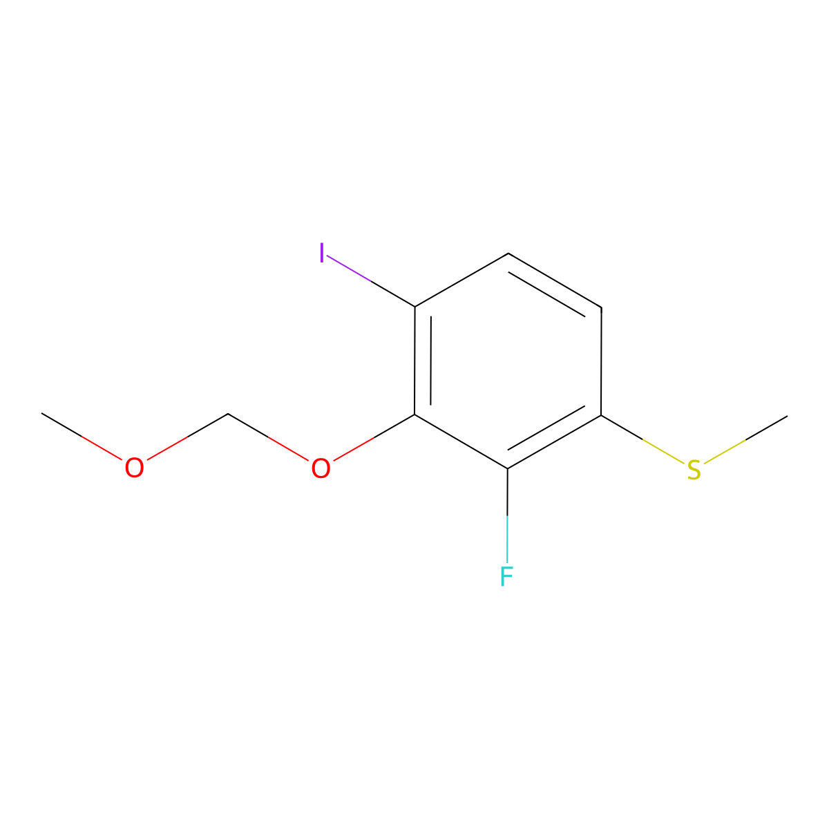 (2-Fluoro-4-iodo-3-(methoxymethoxy)phenyl)(methyl)sulfane molecular structure, CAS 2901066-21-3
