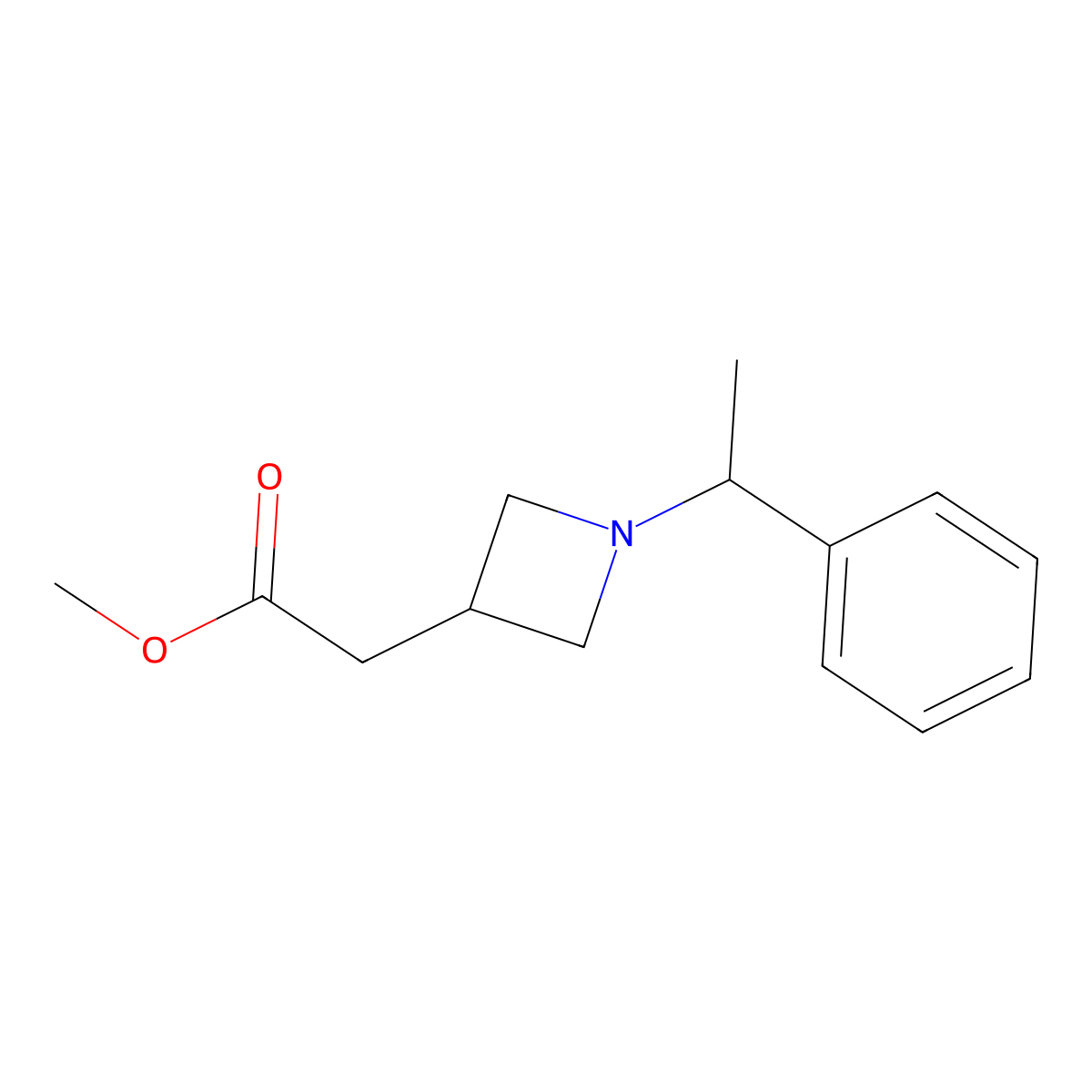 Methyl 2-[1-(1-phenylethyl)azetidin-3-yl]acetate molecular structure, CAS 2901066-23-5
