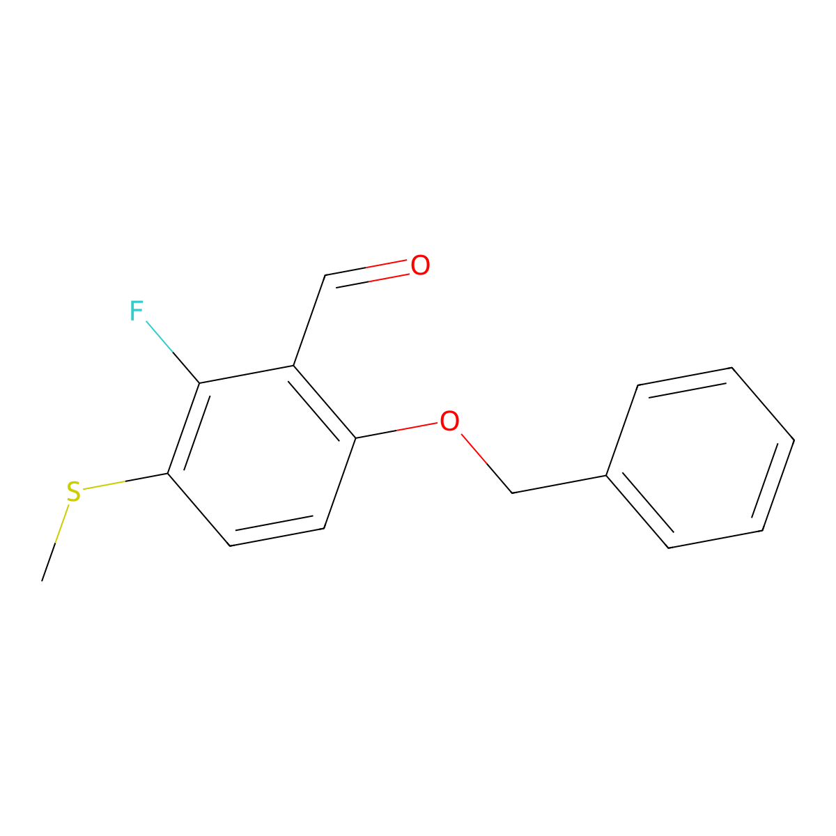 6-(BenZyloxy)-2-fluoro-3-(methylthio)benZaldehyde molecular structure, CAS 2901066-25-7