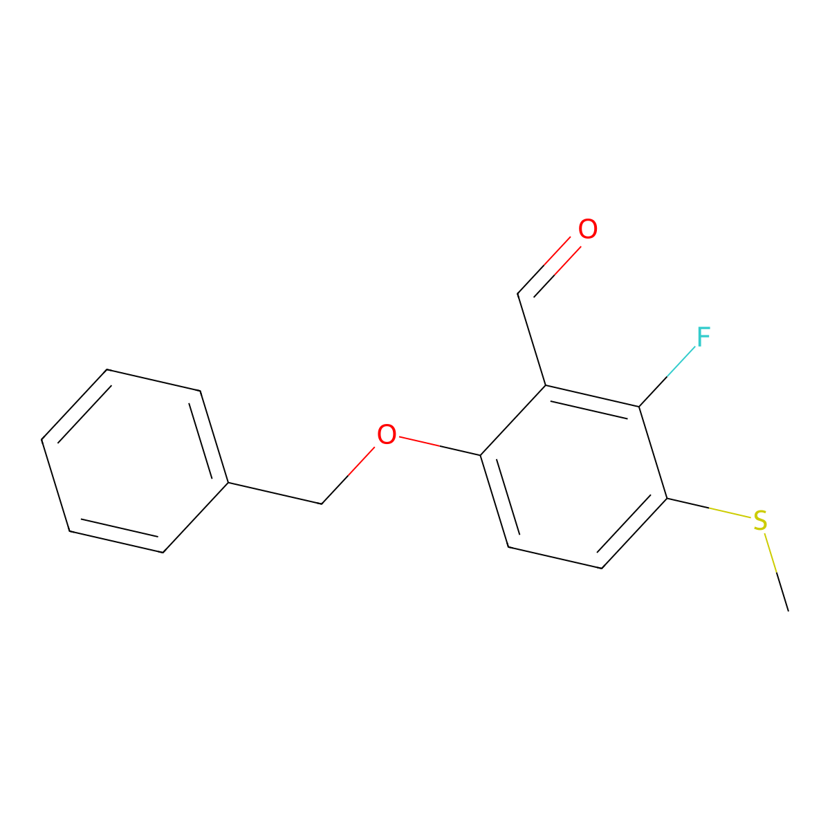 6-(BenZyloxy)-2-fluoro-3-(methylthio)benZaldehyde molecular structure, CAS 2901066-25-7