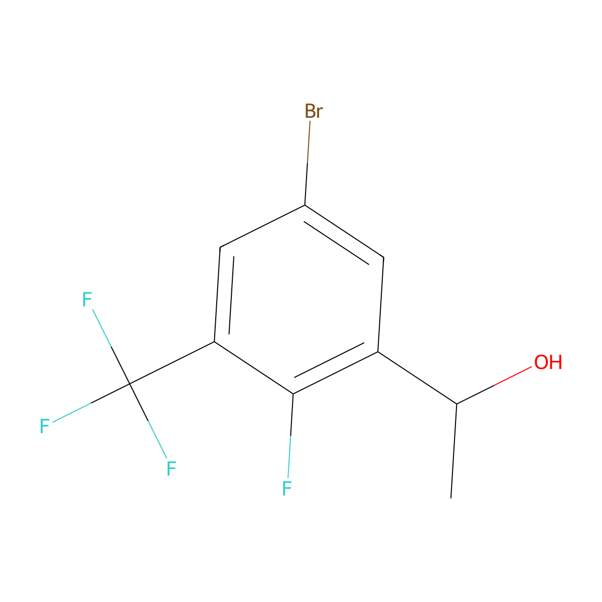 1-(5-Bromo-2-fluoro-3-(trifluoromethyl)phenyl)ethanol molecular structure, CAS 2901066-26-8