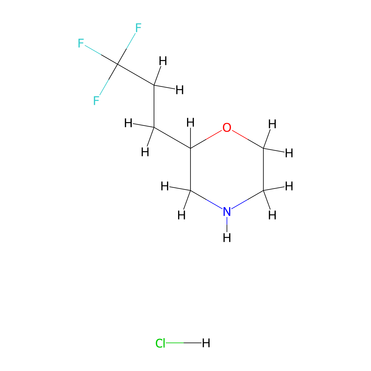 2-(3,3,3-Trifluoropropyl)morpholine hydrochloride molecular structure, CAS 2901066-40-6