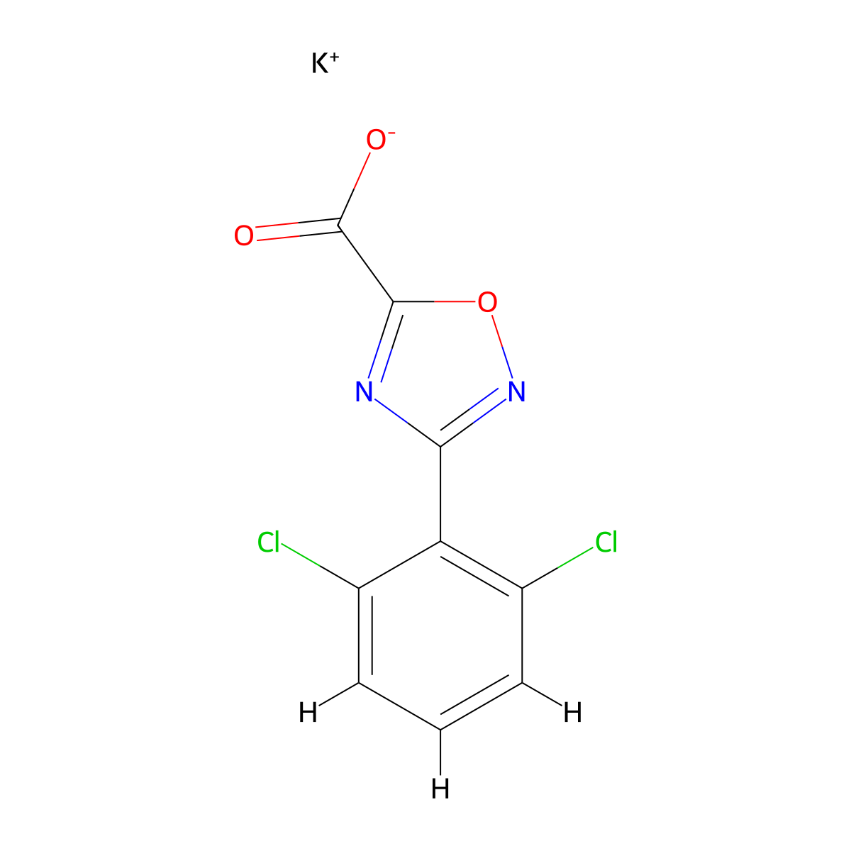 Potassium 3-(2,6-dichlorophenyl)-1,2,4-oxadiazole-5-carboxylate molecular structure, CAS 2901066-42-8