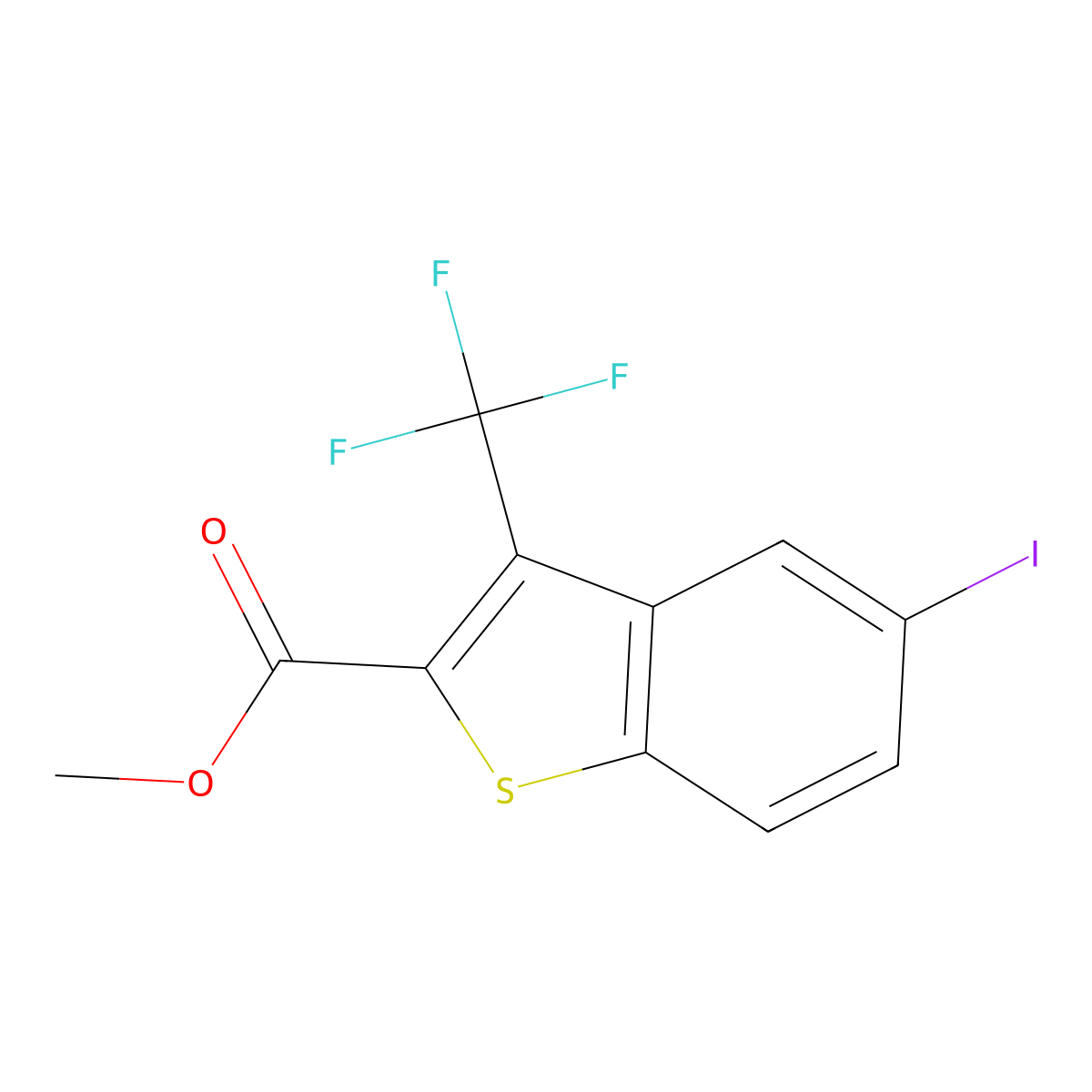 Methyl 5-iodo-3-(trifluoromethyl)benZo[b]thiophene-2-carboxylate molecular structure, CAS 2901066-44-0
