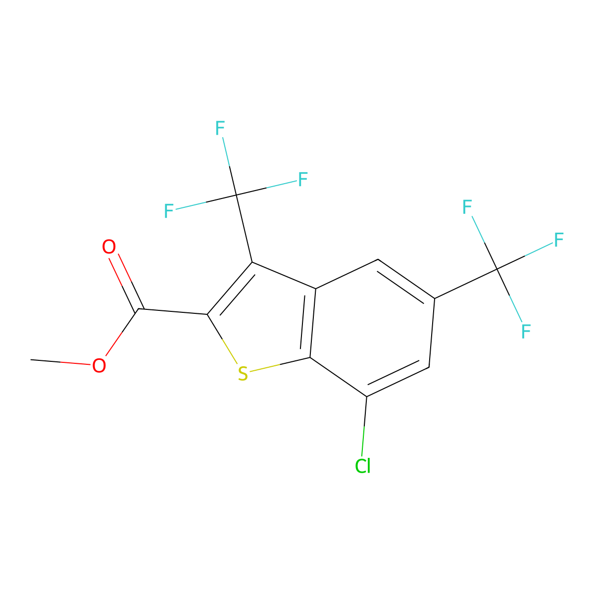Methyl 7-chloro-3,5-bis(trifluoromethyl)benZo[b]thiophene-2-carboxylate molecular structure, CAS 2901066-63-3