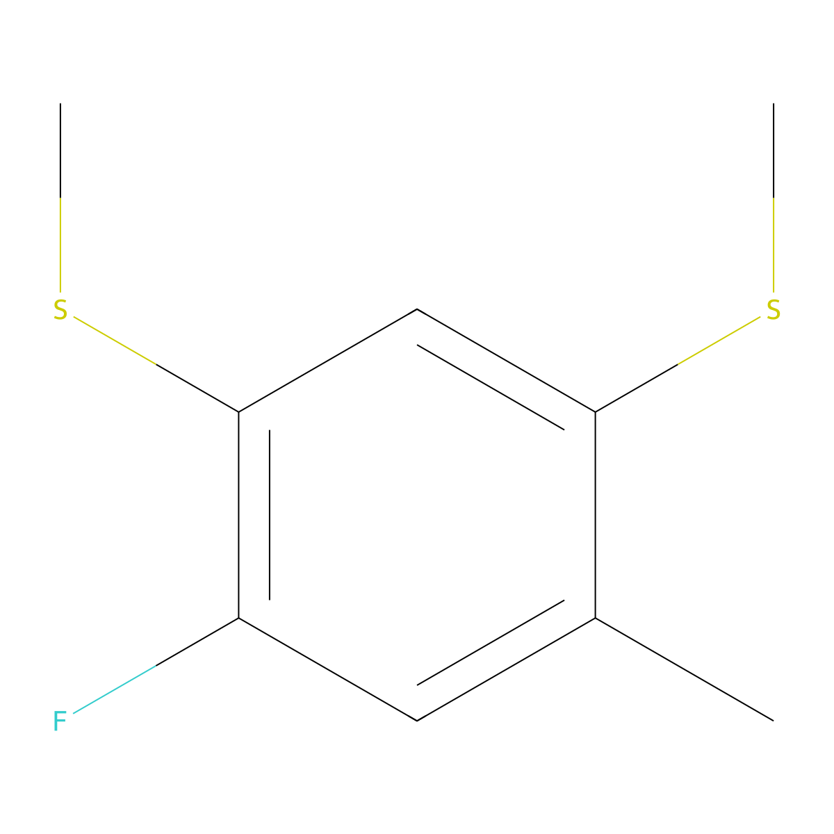(4-Fluoro-6-methyl-1,3-phenylene)bis(methylsulfane) molecular structure, CAS 2901066-64-4