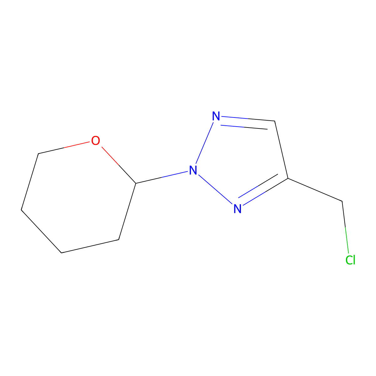4-(chloromethyl)-2-(oxan-2-yl)-2H-1,2,3-triazole molecular structure, CAS 2901066-66-6