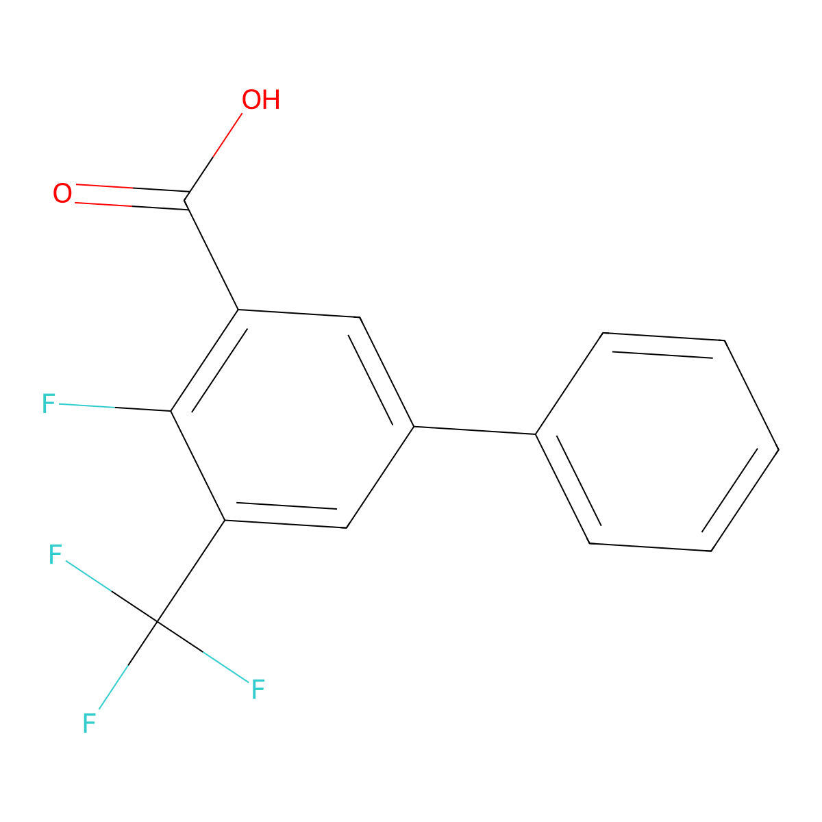 4-Fluoro-5-(trifluoromethyl)-[1,1'-biphenyl]-3-carboxylic acid molecular structure, CAS 2901066-67-7
