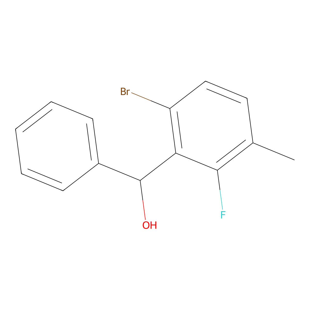(6-Bromo-2-fluoro-3-methylphenyl)(phenyl)methanol molecular structure, CAS 2901066-70-2