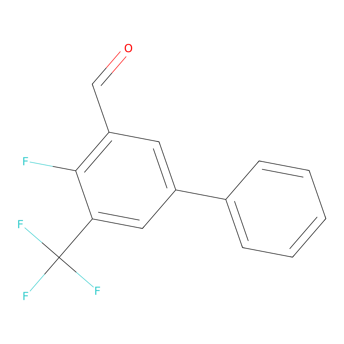 4-Fluoro-5-(trifluoromethyl)-[1,1'-biphenyl]-3-carbaldehyde molecular structure, CAS 2901066-77-9