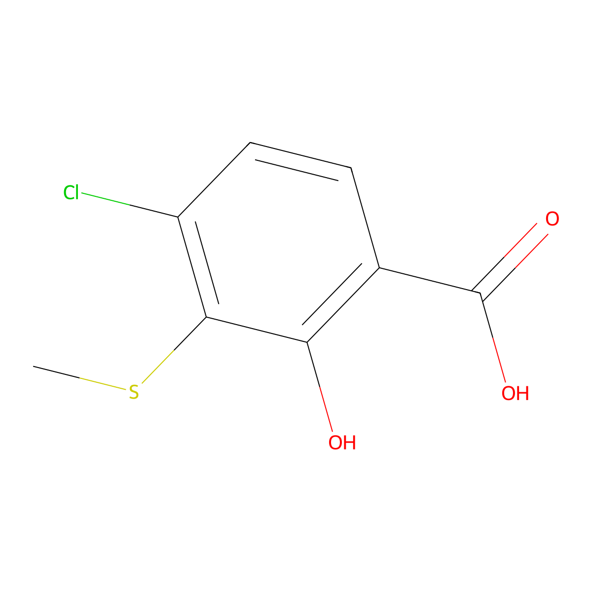 4-Chloro-2-hydroxy-3-(methylthio)benZoic acid molecular structure, CAS 2901066-79-1