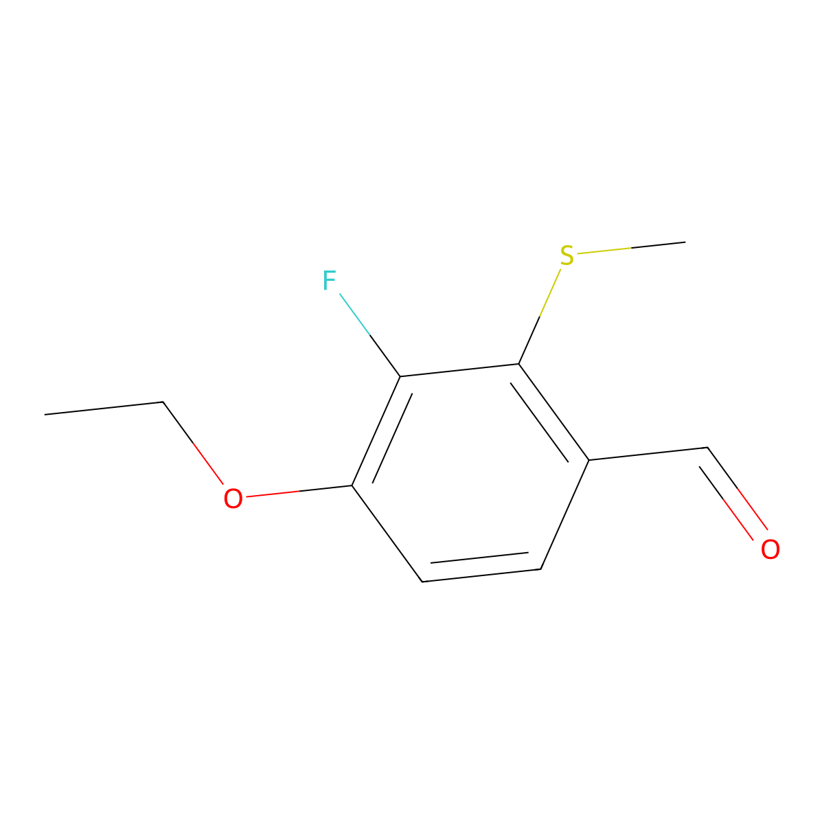 4-Ethoxy-3-fluoro-2-(methylthio)benZaldehyde molecular structure, CAS 2901066-85-9