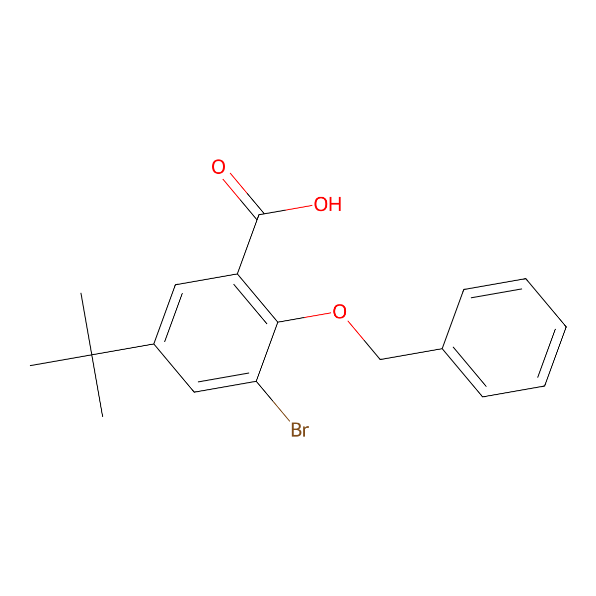 2-(Benzyloxy)-3-bromo-5-(tert-butyl)benzoic acid molecular structure, CAS 2901066-95-1