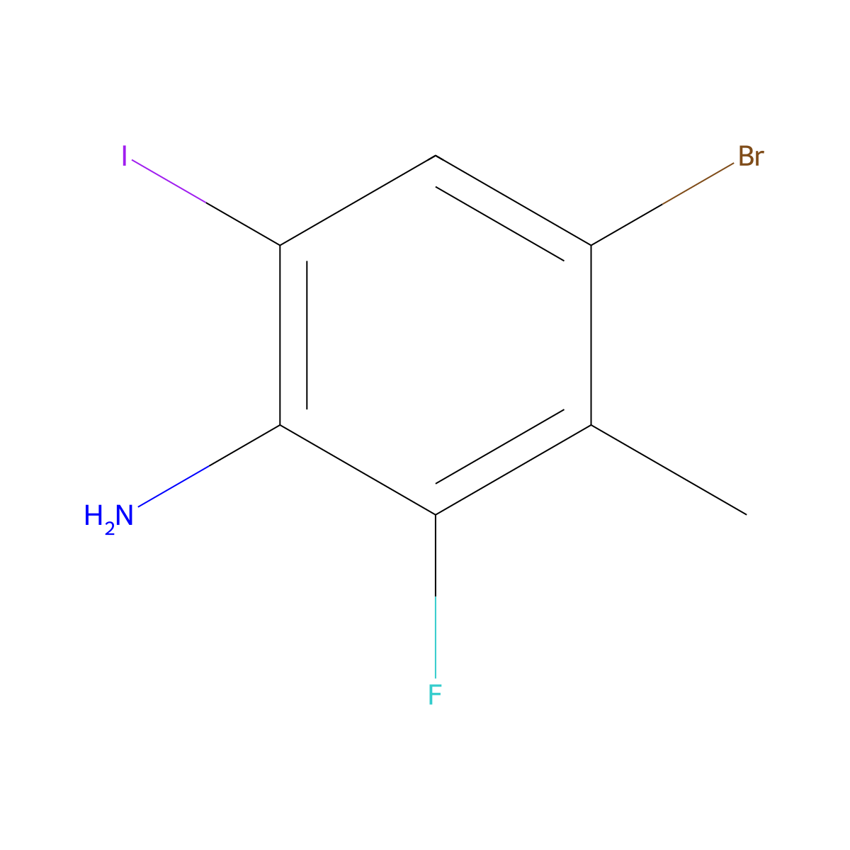 4-Bromo-2-fluoro-6-iodo-3-methylaniline molecular structure, CAS 2901067-05-6