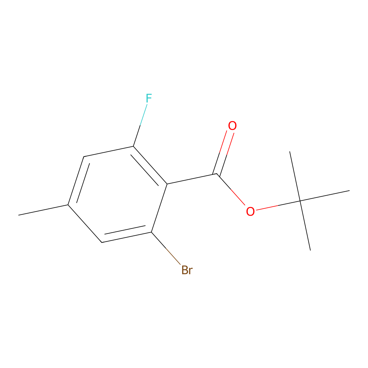 Tert-butyl 2-bromo-6-fluoro-4-methylbenzoate molecular structure, CAS 2901081-53-4