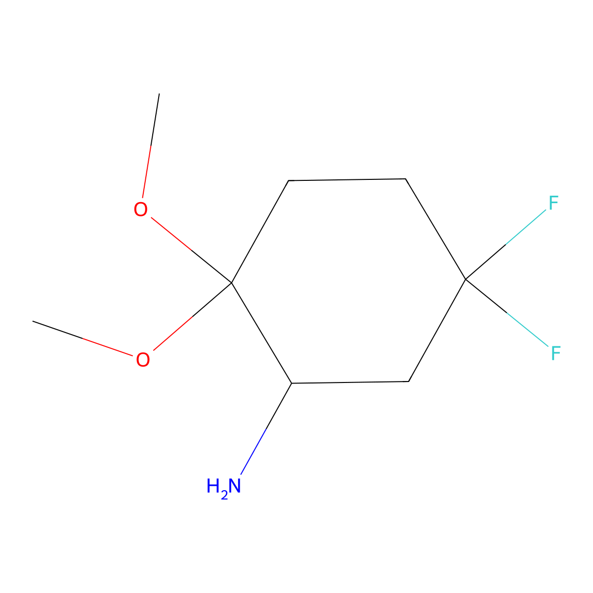 5,5-Difluoro-2,2-dimethoxycyclohexan-1-amine molecular structure, CAS 2901081-70-5