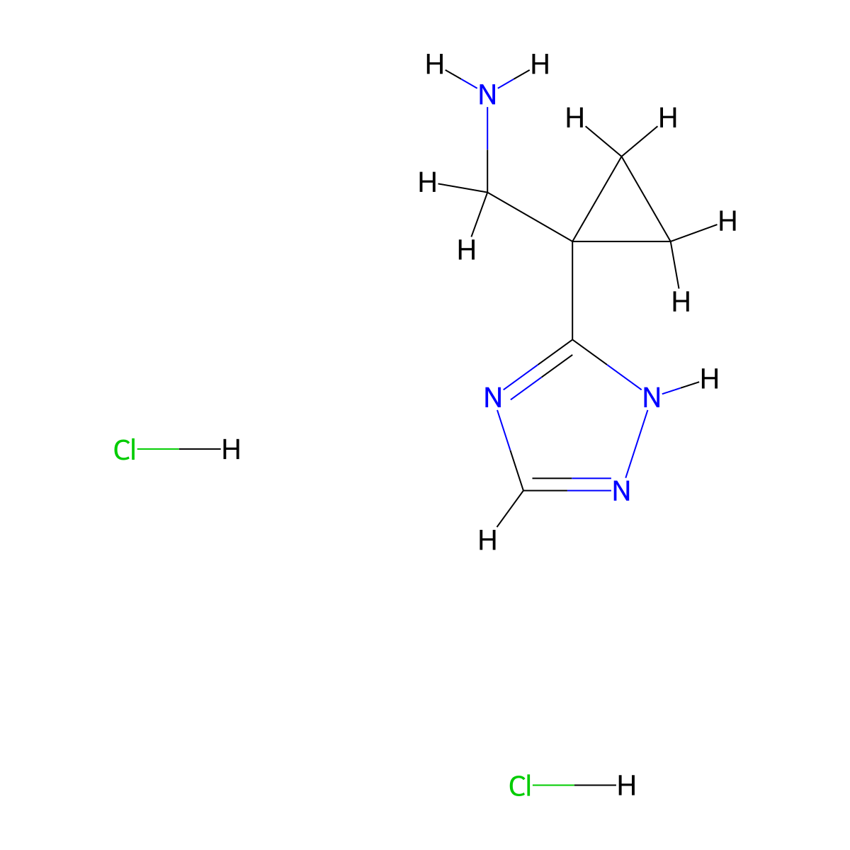 1-[1-(1H-1,2,4-triazol-3-yl)cyclopropyl]methanamine dihydrochloride molecular structure, CAS 2901081-73-8