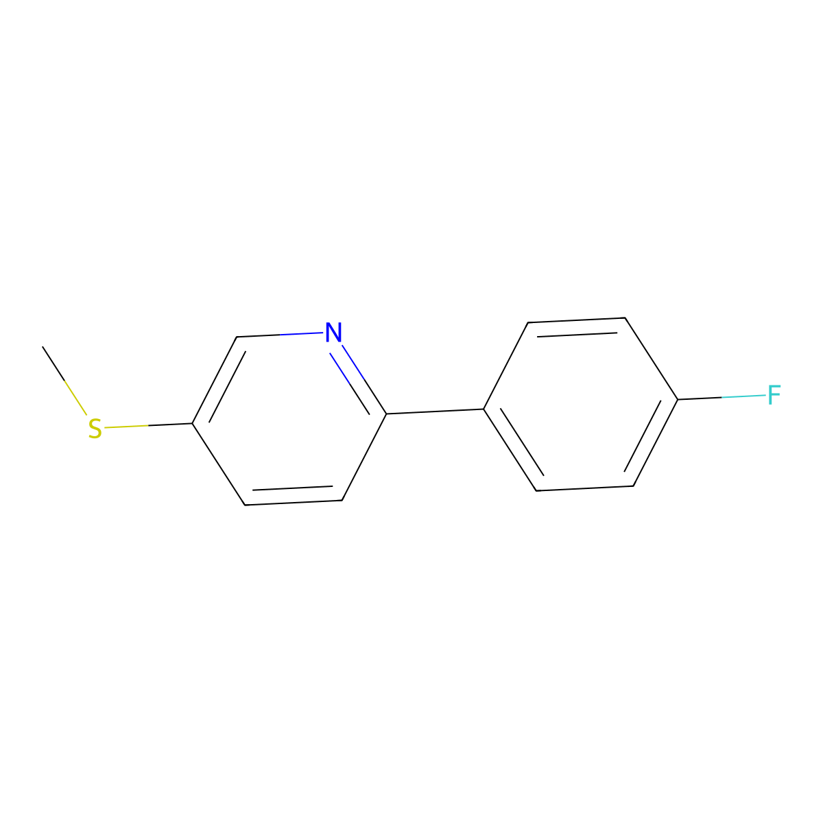 2-(4-Fluorophenyl)-5-(methylthio)pyridine molecular structure, CAS 2901081-74-9