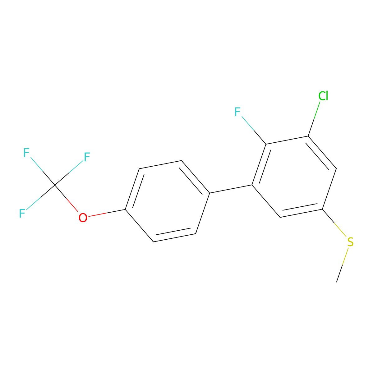 (5-Chloro-6-fluoro-4'-(trifluoromethoxy)-[1,1'-biphenyl]-3-yl)(methyl)sulfane molecular structure, CAS 2901081-86-3