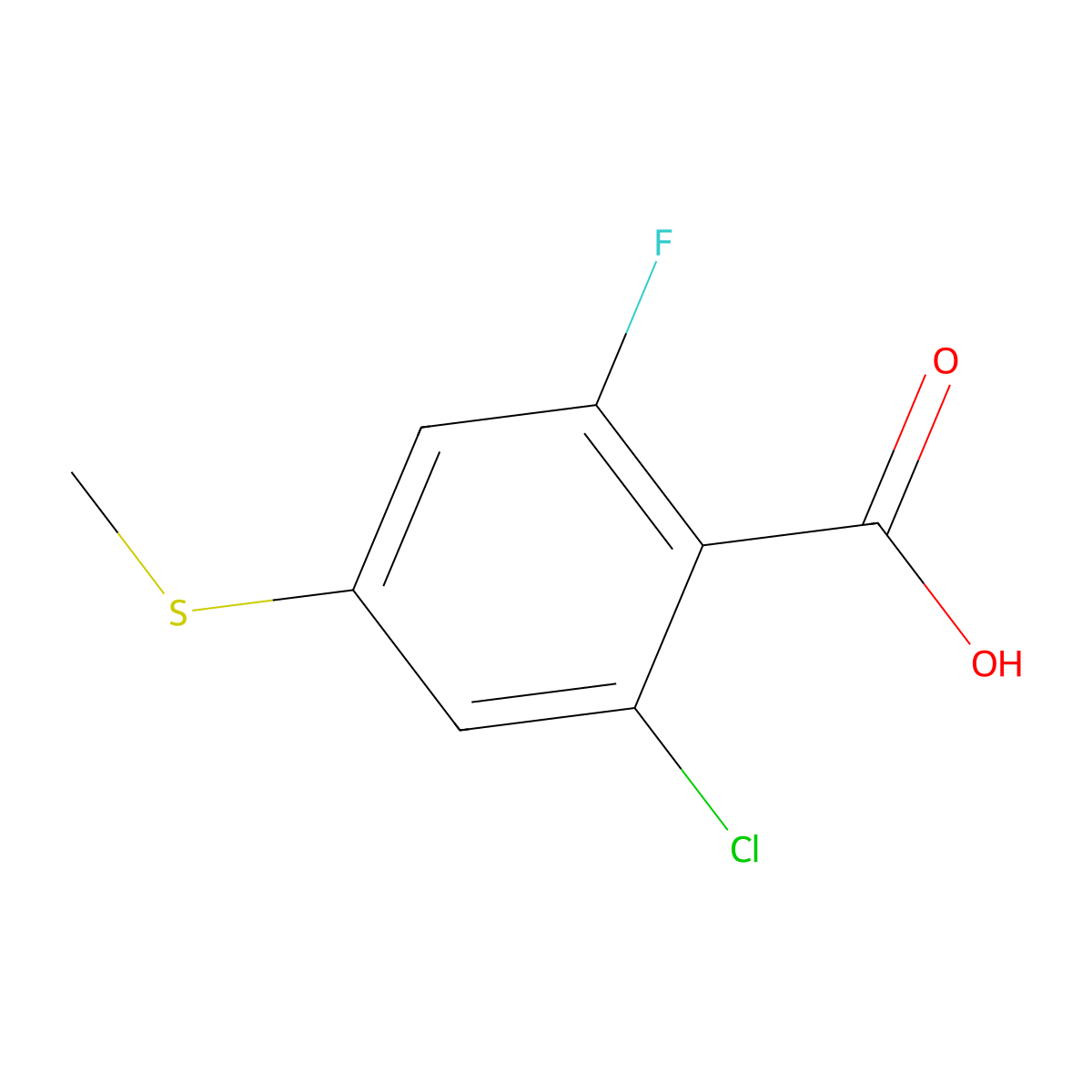 2-Chloro-6-fluoro-4-(methylthio)benZoic acid molecular structure, CAS 2901081-91-0