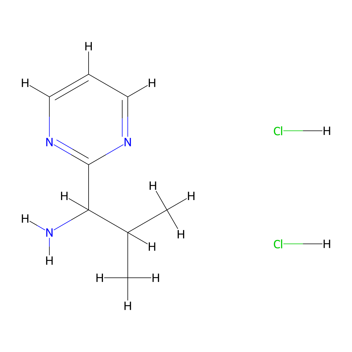 2-Methyl-1-(pyrimidin-2-yl)propan-1-amine dihydrochloride molecular structure, CAS 2901082-02-6