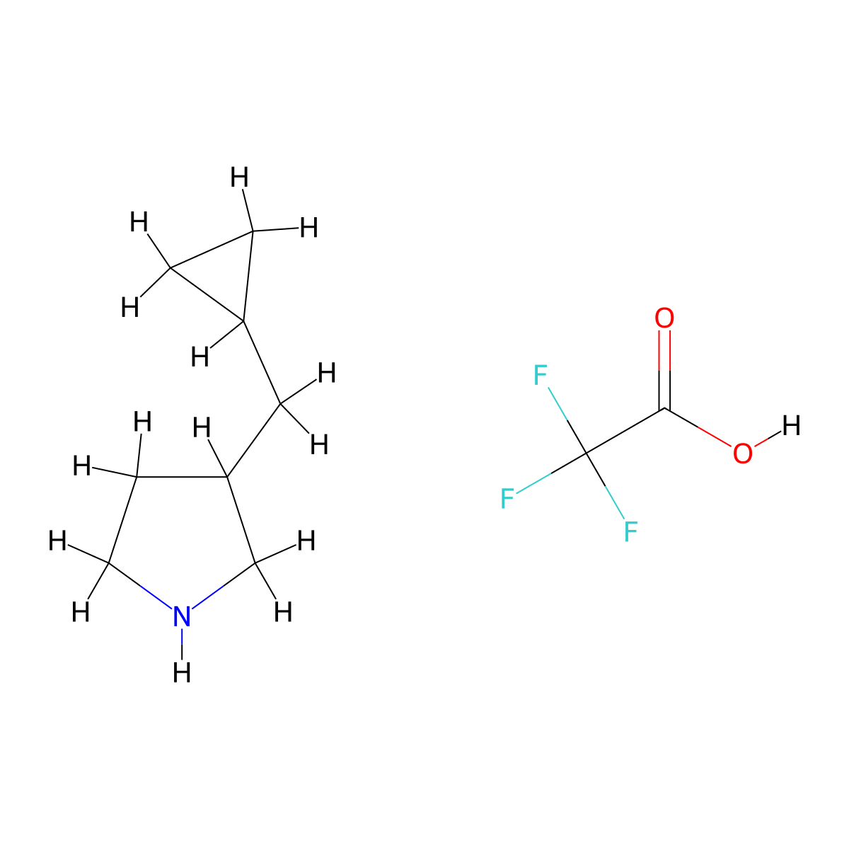 3-(Cyclopropylmethyl)pyrrolidine, trifluoroacetic acid molecular structure, CAS 2901082-03-7
