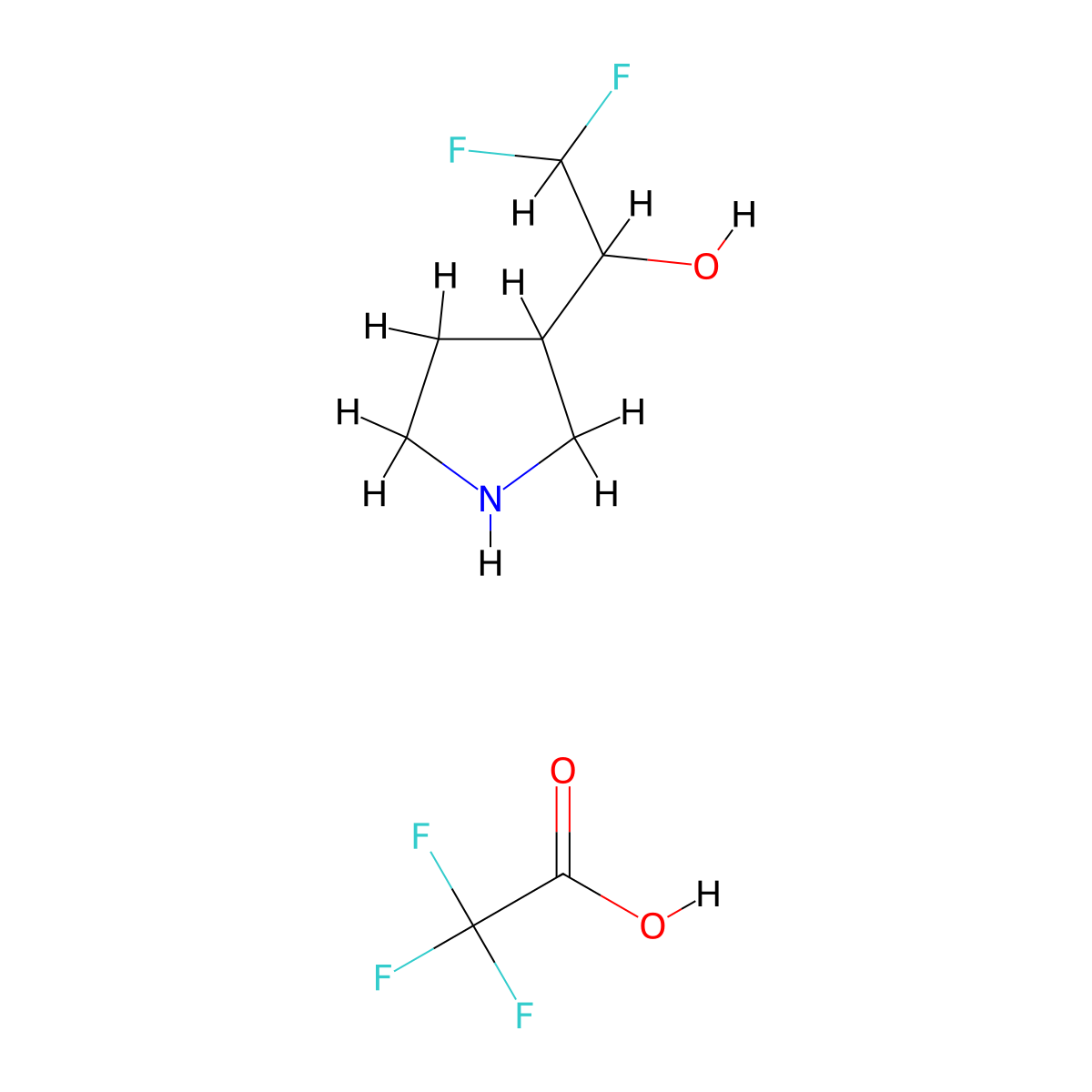 2,2-Difluoro-1-(pyrrolidin-3-yl)ethan-1-ol; trifluoroacetic acid molecular structure, CAS 2901082-11-7