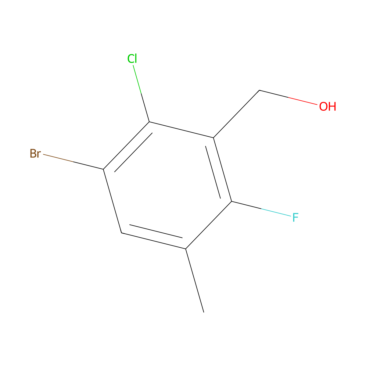 (3-Bromo-2-chloro-6-fluoro-5-methylphenyl)methanol molecular structure, CAS 2901082-12-8
