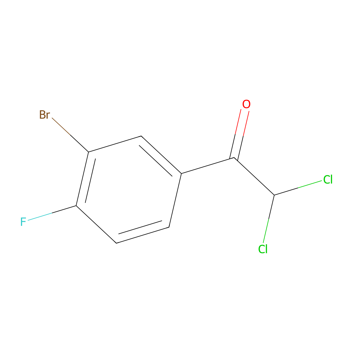 1-(3-Bromo-4-fluorophenyl)-2,2-dichloroethan-1-one molecular structure, CAS 2901082-13-9